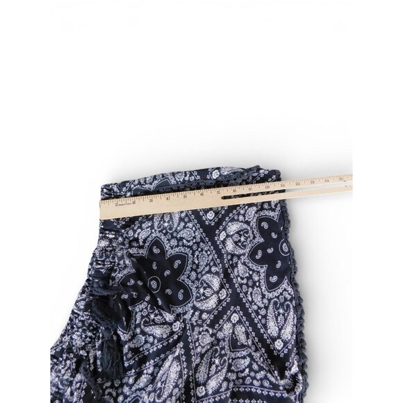 Paisley Shorts Womens XS Blue Boho Tassel Fringe Hot Pants Lounge Casual Summer - Picture 5 of 7
